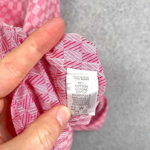 Robert Graham Shirt Mens 39 15.5 Med Pink Geometric Flip Cuff Collar Loud Bold - Picture 12 of 12